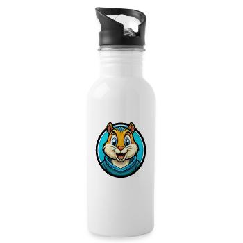 Chipmunk Bunte Kawaii Cartoon Figur Clipart - Trinkflasche mit integriertem Trinkhalm - Weiß - Rechts
