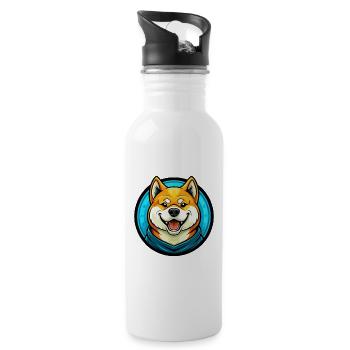 Akita Hund Bunt Kawaii Cartoon Figur Tier - Trinkflasche mit integriertem Trinkhalm - Weiß - Rechts