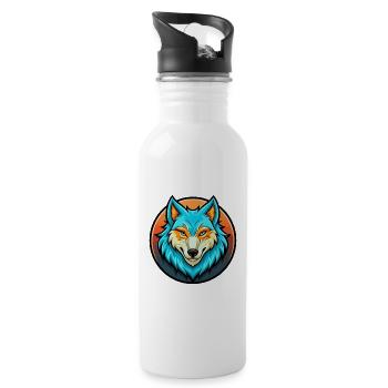 Arktischer Wolf Bunte Kawaii Cartoon Figur Haustier - Trinkflasche mit integriertem Trinkhalm - Weiß - Rechts
