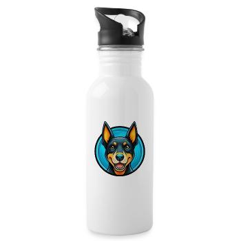 Australian Kelpie Dog Colorful Kawaii Cartoon Pet - Water bottle with straw - white - Right