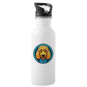 Poodle Dog Colorful Kawaii Cartoon Character Pet - Water bottle with straw - white - Right