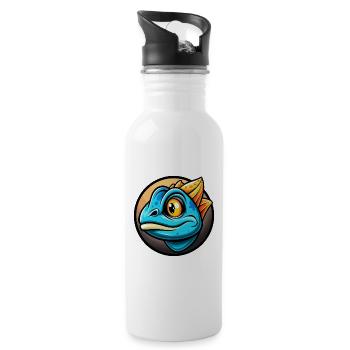 Chamäleon Bunte Kawaii Cartoon Figur Tier - Trinkflasche mit integriertem Trinkhalm - Weiß - Rechts