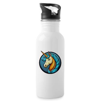 Licorne coloré Kawaii Dessin animé Personnage Clipart - Gourde avec paille intégrée - blanc - Droite