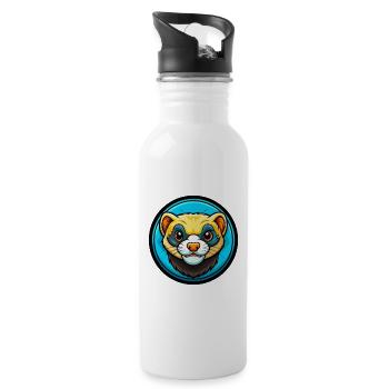 Frettchen Bunte Kawaii Cartoon Figur Clipart - Trinkflasche mit integriertem Trinkhalm - Weiß - Rechts