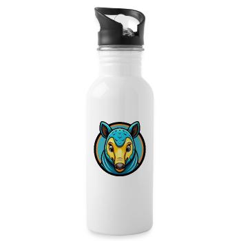 Tapir Bunte Kawaii Cartoon Figur Clipart - Trinkflasche mit integriertem Trinkhalm - Weiß - Rechts
