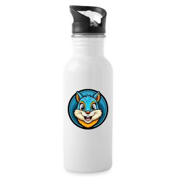 Eichhörnchen Bunte Kawaii Cartoon Figur Clipart - Trinkflasche mit integriertem Trinkhalm - Weiß - Rechts