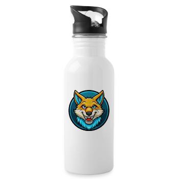 Coyote Colorful Kawaii Cartoon Character Clipart - Water bottle with straw - white - Right