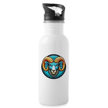 Ram Bunte Kawaii Cartoon Figur Clipart Haustier - Trinkflasche mit integriertem Trinkhalm - Weiß - Rechts