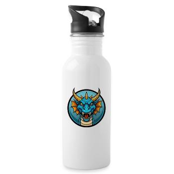 Drache Bunte Kawaii Cartoon Figur Clipart - Trinkflasche mit integriertem Trinkhalm - Weiß - Rechts