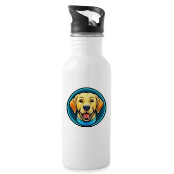 Labrador Retriever Chien Coloré Kawaii Dessin Animé Animal de compagnie - Gourde avec paille intégrée - blanc - Droite