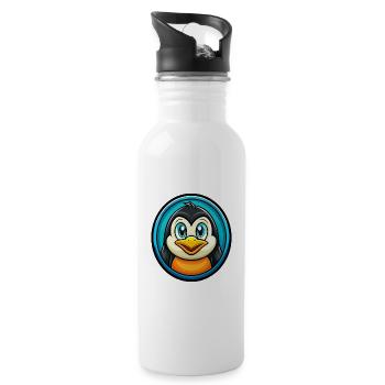 Pinguin Bunte Kawaii Cartoon Figur Clipart - Trinkflasche mit integriertem Trinkhalm - Weiß - Rechts
