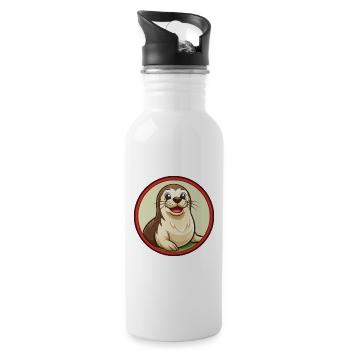 Siegel Bunte Kawaii Cartoon Figur Clipart Haustier - Trinkflasche mit integriertem Trinkhalm - Weiß - Rechts
