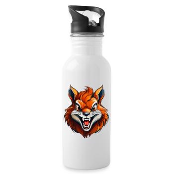 Wild angry animal pugnacious combative squirrel - Water bottle with straw - white - Right