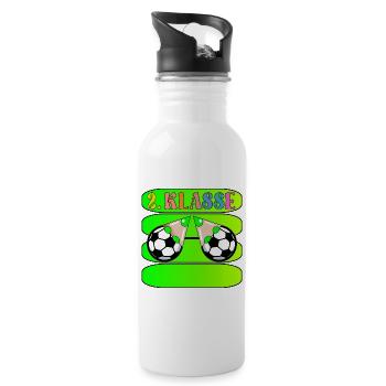 Namensfläche 2. Klasse Fußball - Trinkflasche mit integriertem Trinkhalm - Weiß - Rechts