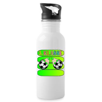 Grundschule 3. Klasse Fußball - Trinkflasche mit integriertem Trinkhalm - Weiß - Rechts