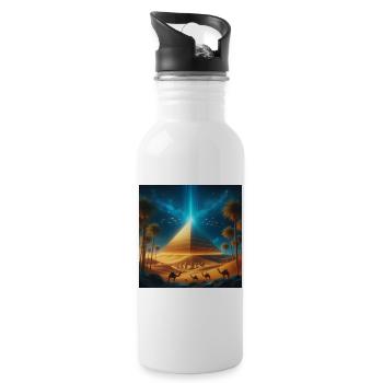 Pyramide 8 - Trinkflasche mit integriertem Trinkhalm - Weiß - Rechts