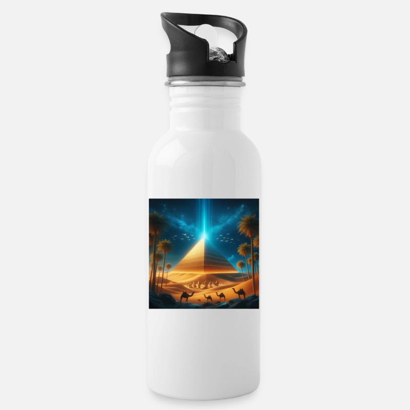 Pyramid 8 - Water bottle with straw - white