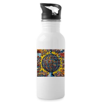 Kugel 2 - Trinkflasche mit integriertem Trinkhalm - Weiß - Rechts