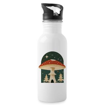 Christmas Portal Mushroom - Water bottle with straw - white - Right