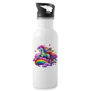 Licorne arc-en-ciel féerique - Gourde avec paille intégrée - blanc - Droite