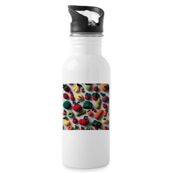 Gemüse - Trinkflasche mit integriertem Trinkhalm - Weiß - Rechts
