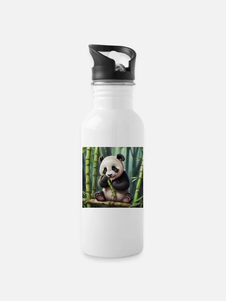 Panda - Trinkflasche mit integriertem Trinkhalm - Weiß