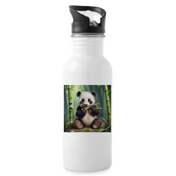 Panda - Trinkflasche mit integriertem Trinkhalm - Weiß - Rechts