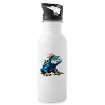 Iguana Cool Kawaii Cartoon Character Clipart - Water bottle with straw - white - Right