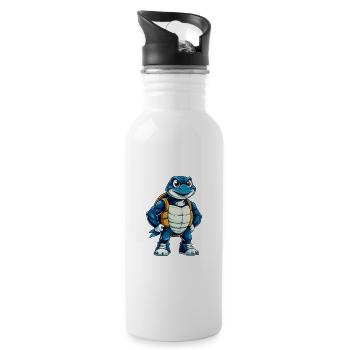 Schildkröte Cool Kawaii Cartoon Charakter Clipart - Trinkflasche mit integriertem Trinkhalm - Weiß - Rechts