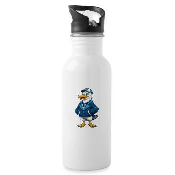 Möwe Cool Kawaii Cartoon Charakter Clipart - Trinkflasche mit integriertem Trinkhalm - Weiß - Rechts