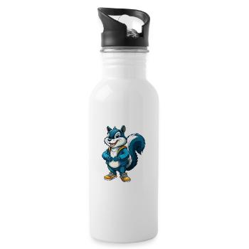Eichhörnchen Cool Kawaii Cartoon Figur Clipart - Trinkflasche mit integriertem Trinkhalm - Weiß - Rechts