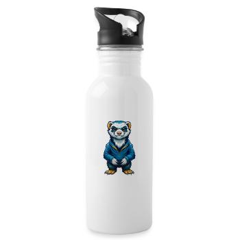 Ferret Cool Kawaii Cartoon Character Clipart - Water bottle with straw - white - Right