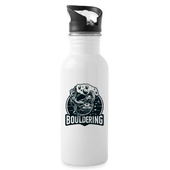 Bouldern Schildkröte Klettern Geschenk - Trinkflasche mit integriertem Trinkhalm - Weiß - Rechts