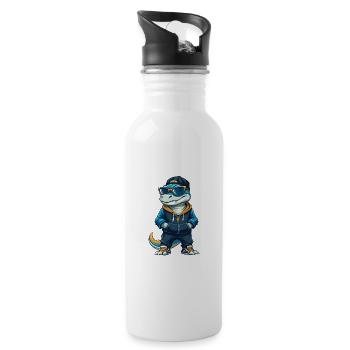 Komodo Cool Cartoon Figur Kawaii Clipart - Trinkflasche mit integriertem Trinkhalm - Weiß - Rechts