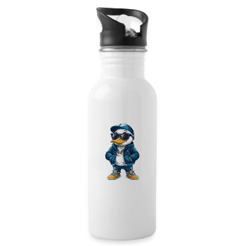 canard cool personnage de dessin animé Kawaii Clipart - Gourde avec paille intégrée - blanc - Droite