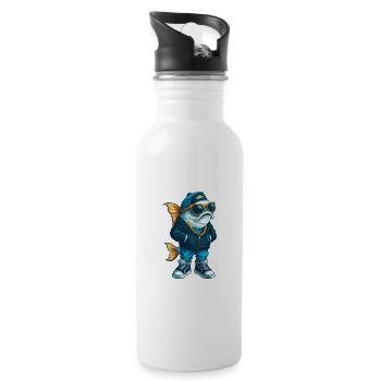 Fish Cool Cartoon Character Kawaii Clipart - Water bottle with straw - white - Right