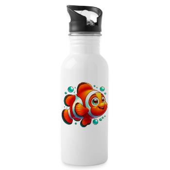 Poisson-clown - Gourde avec paille intégrée - blanc - Droite