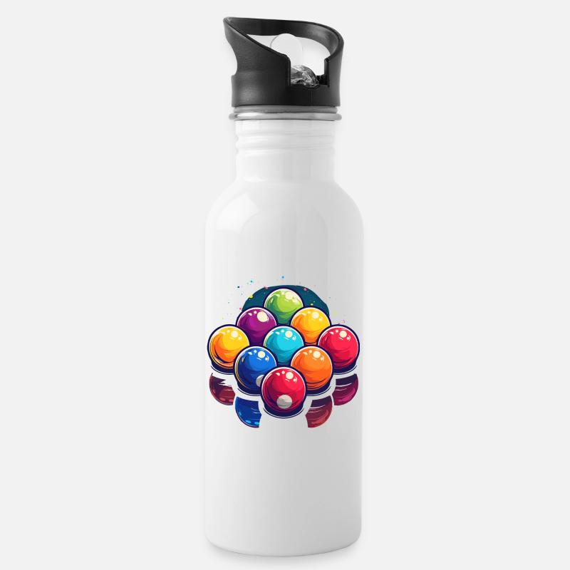 Boules de billard Graphique - Gourde avec paille intégrée - blanc