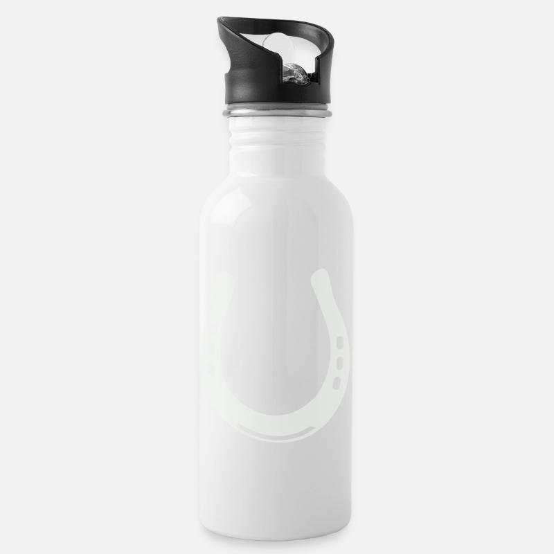 hufeisen - Trinkflasche mit integriertem Trinkhalm - Weiß