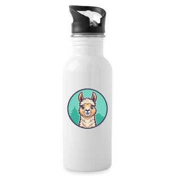 Lama Kawaii Dessin animé Personnage Animal Visage D’animal - Gourde avec paille intégrée - blanc - Droite