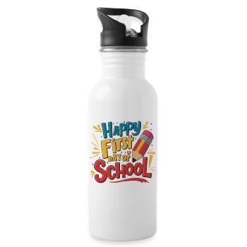 First day of school Children enrollment First graders - Water bottle with straw - white - Right