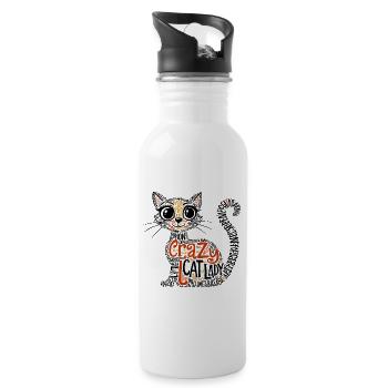 Crazy Cat Lady - Gourde avec paille intégrée - blanc - Droite