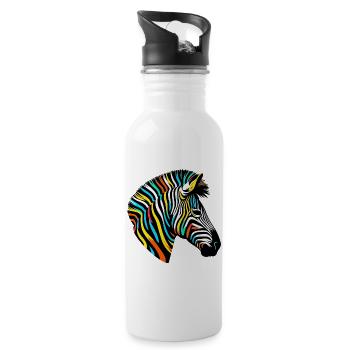 Zebra - Trinkflasche mit integriertem Trinkhalm - Weiß - Rechts