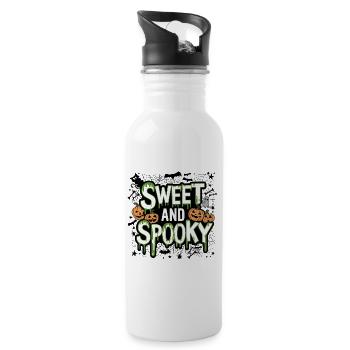 Doux et effrayant Doux dicton d’Halloween - Gourde avec paille intégrée - blanc - Droite