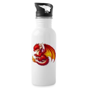 Drache - Trinkflasche mit integriertem Trinkhalm - Weiß - Rechts