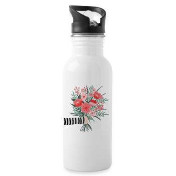 Dites simplement merci - une chère salutation aux fleurs - Gourde avec paille intégrée - blanc - Droite