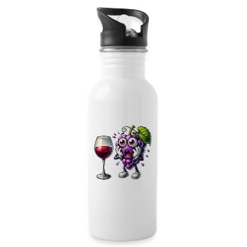Lustiges Wein Trauben Design - Trinkflasche mit integriertem Trinkhalm - Weiß - Rechts