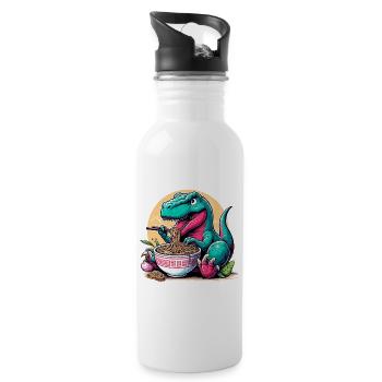 Mignon T-Rex Ramen Dino dinosaure cadeau - Gourde avec paille intégrée - blanc - Droite