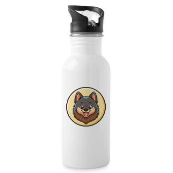 Schipperke Hunderasse Cartoon Kawaii Clipart Tier - Trinkflasche mit integriertem Trinkhalm - Weiß - Rechts