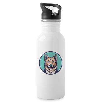 Armenische Gampr Hunderasse Karikatur Kawaii Clipart - Trinkflasche mit integriertem Trinkhalm - Weiß - Rechts